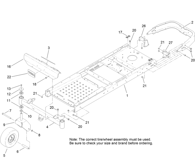 Frame Front Axle and Caster Wheel Assembly