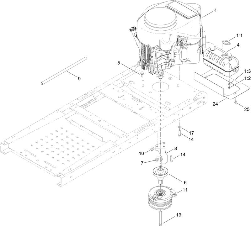 Engine Muffler and Clutch Assembly
