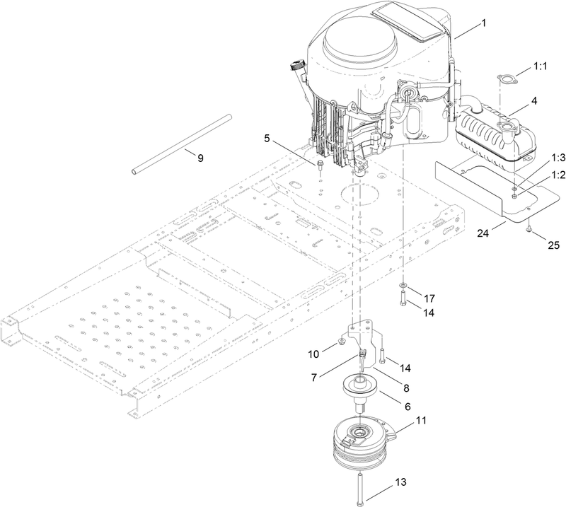 Engine Muffler and Clutch Assembly