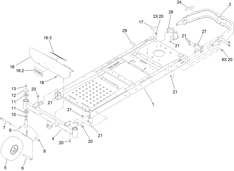 Frame Front Axle and Caster Wheel Assembly