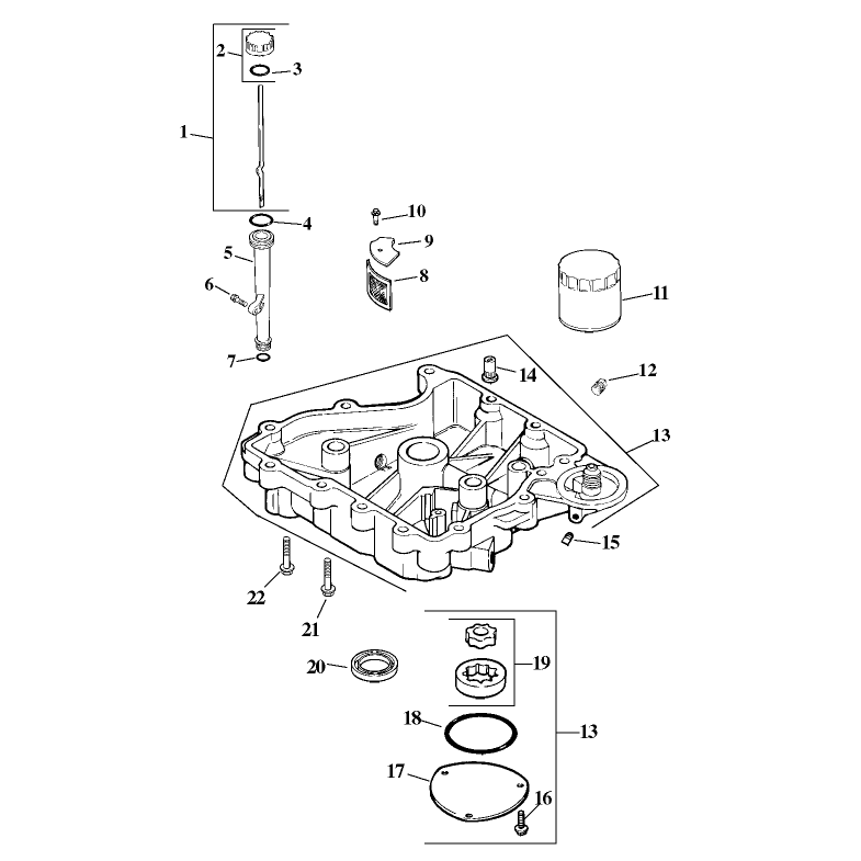 Oil Pan and Lubrication Assembly Kohler Model CV15T-41608