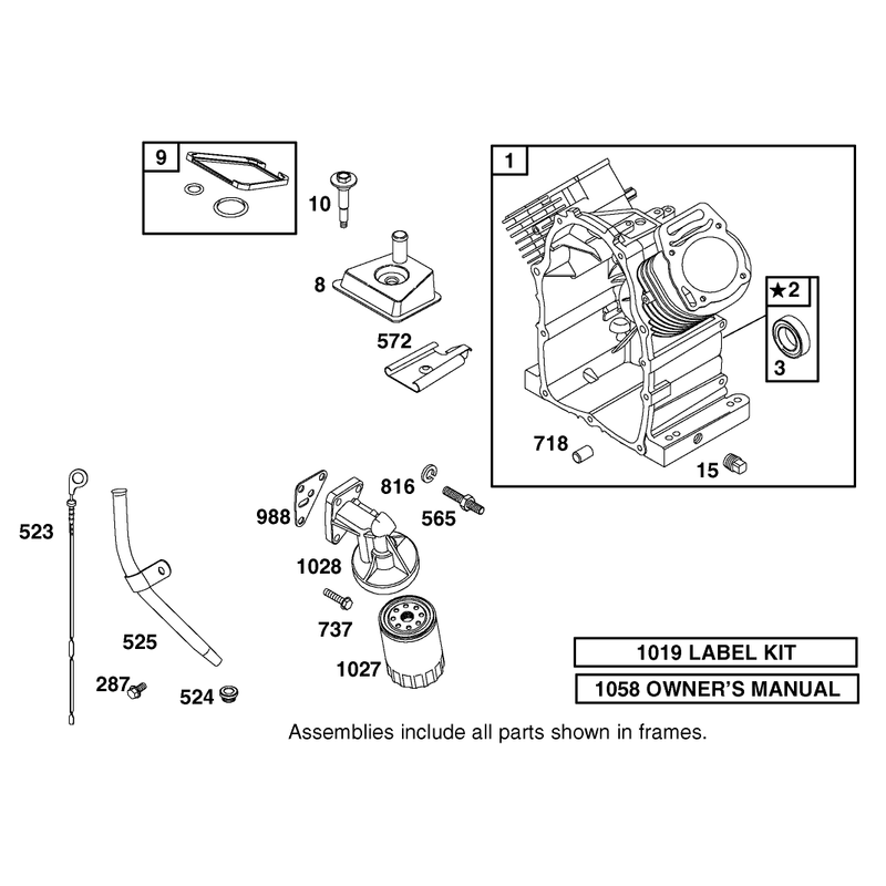 Cylinder Oil Filter and Dipstick Assembly