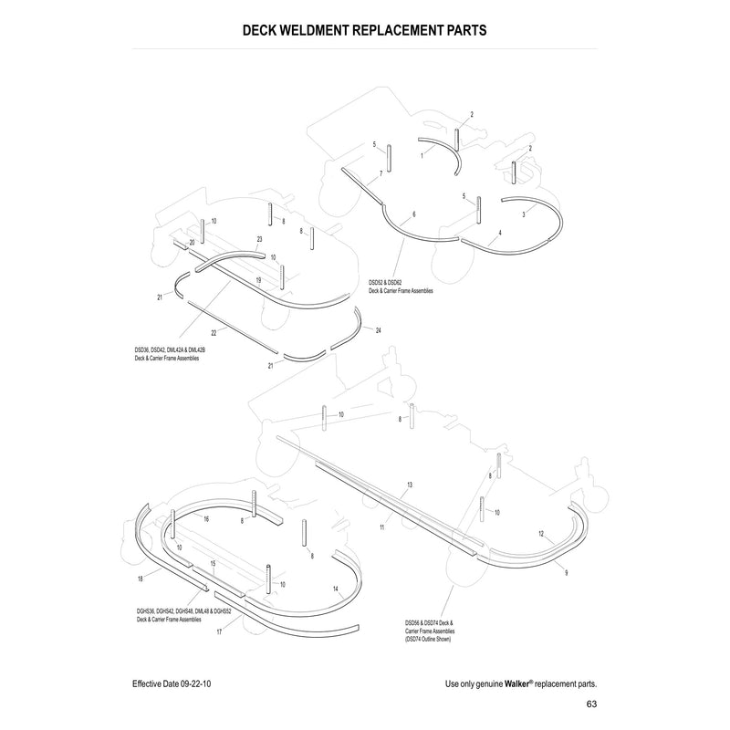DECK WELDMENT REPLACEMENT PARTS