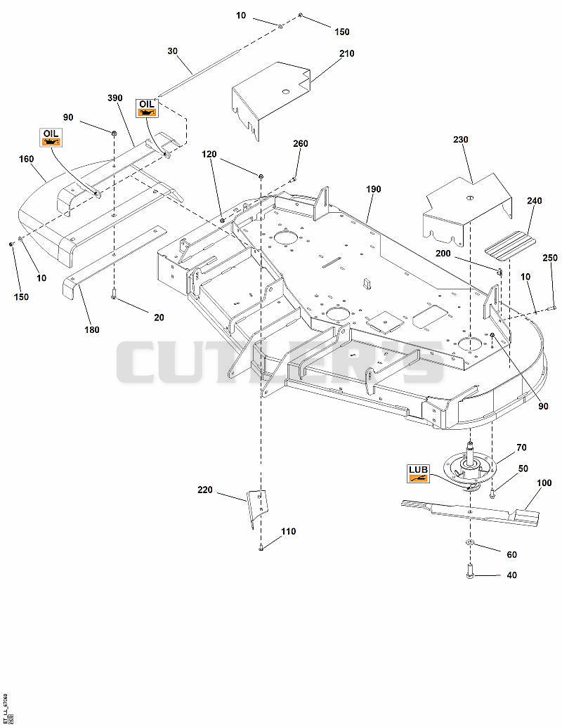 60" Mower Deck - Housing, Covers, Spindles and Blades