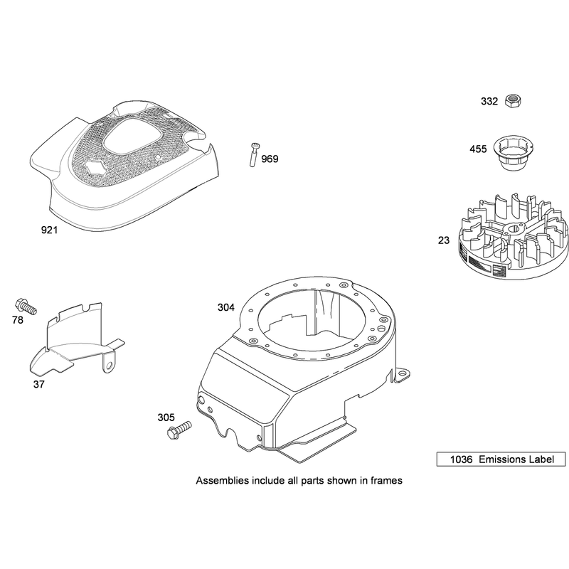 Blower Housing and Flywheel Assembly Briggs and Stratton 124T02-0203-B1