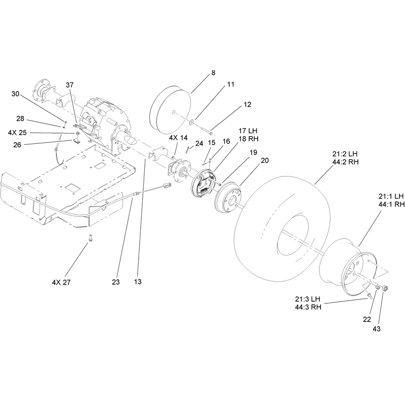 Rear Tire and Transaxle Assembly