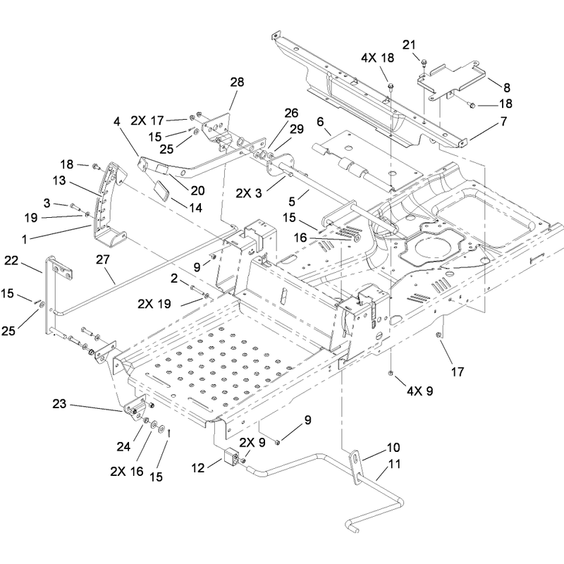Deck Lift and Seat Support Assembly