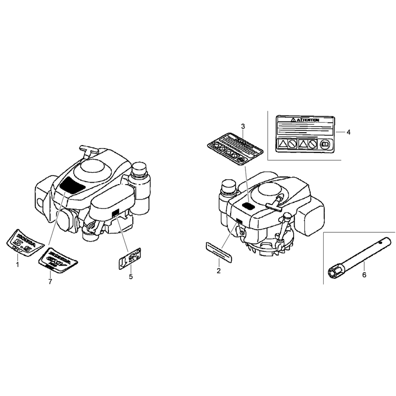 Label and Tool Assemblies Honda GXV160UH2-T1AH