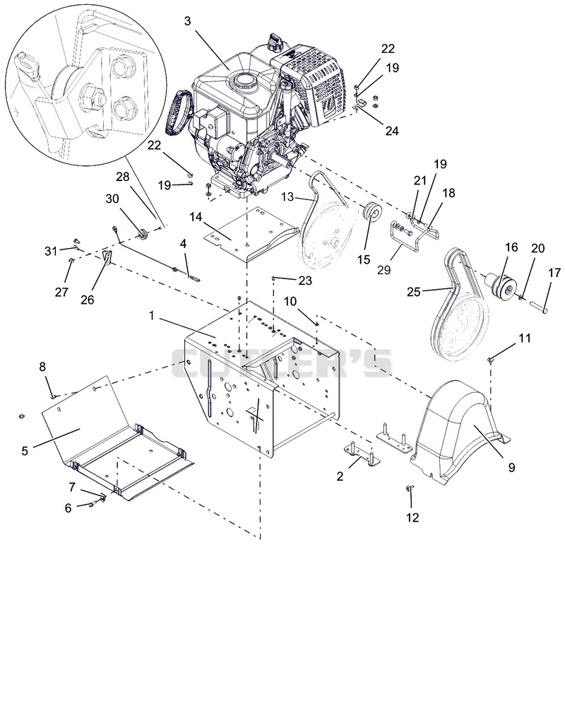 Engine, Frame And Belt Drive - AX 306