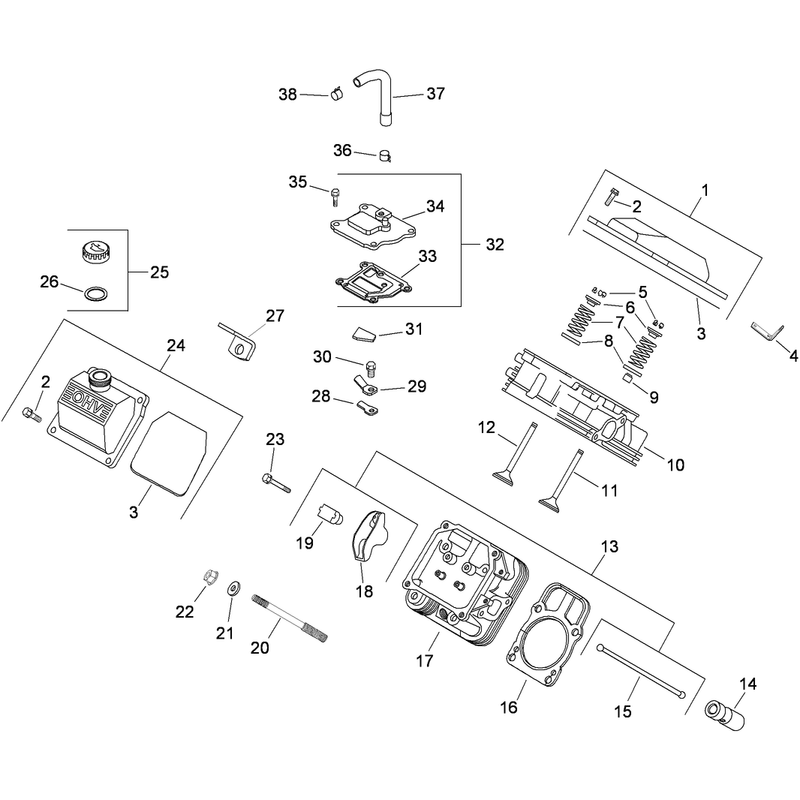 Head Valve and Breather Assembly Kohler CH740-3118