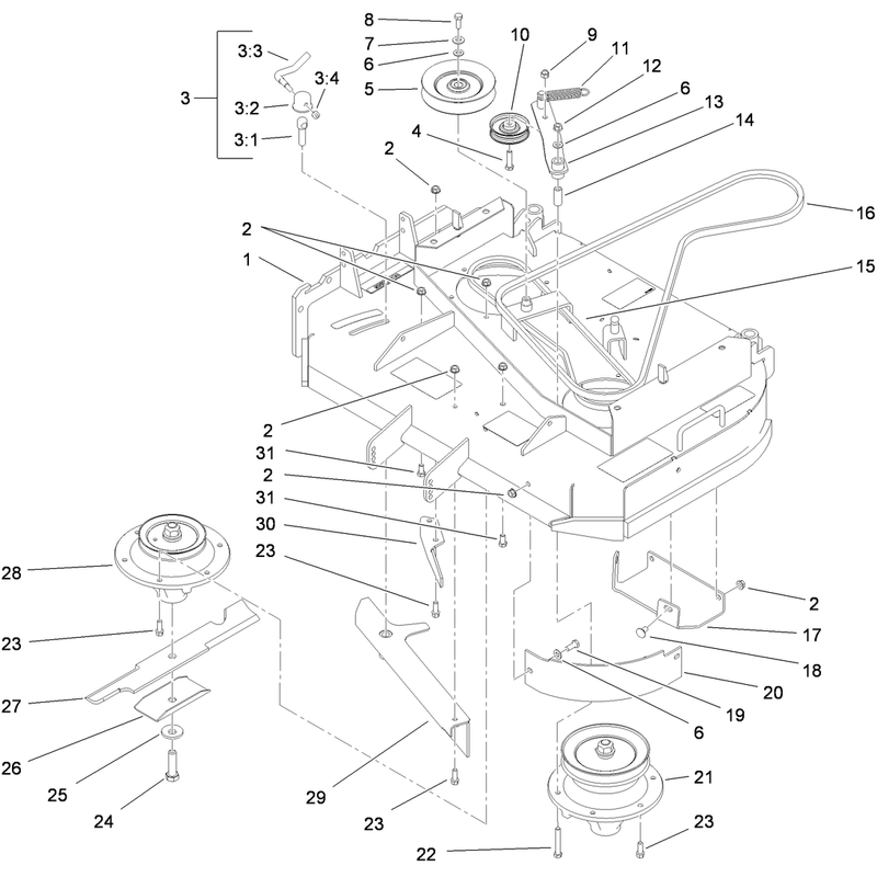 Deck Drive and Baffle Assembly