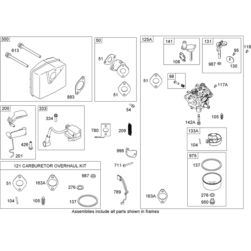 Muffler, Carburetor and Intake Manifold Assembly  Briggs and Stratton 084233-0199-E8