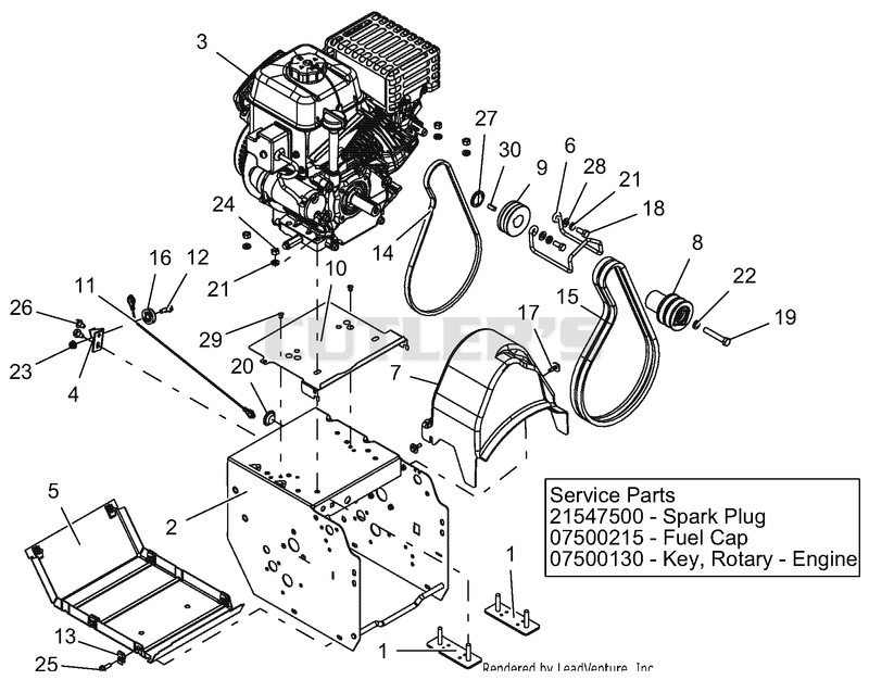 Engine, Frame And Belt Drive