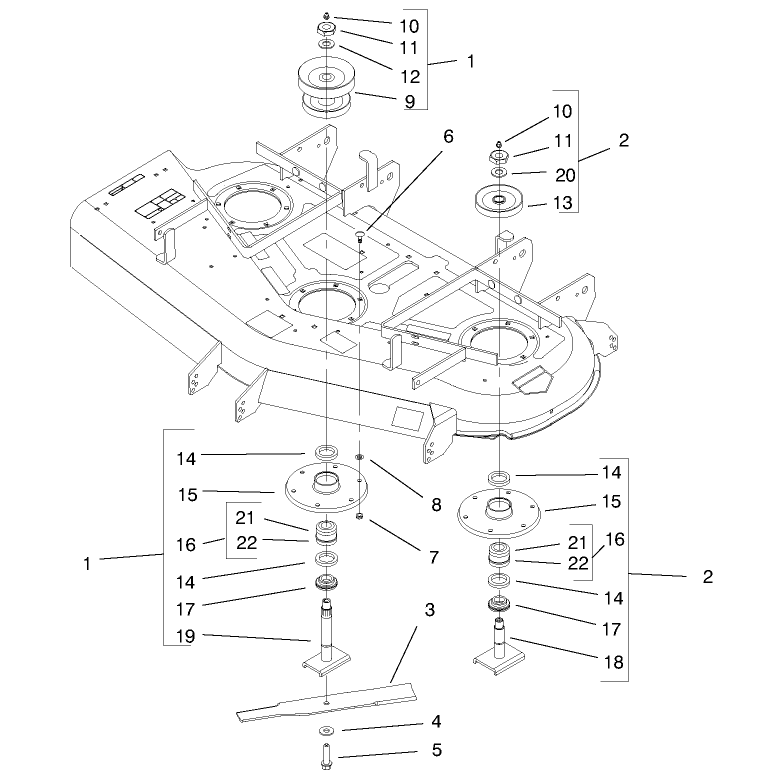 Deflector Spindle and Pulley Assembly