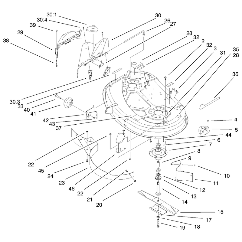 38in Deck Components Assembly