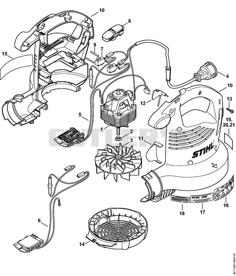 BGE 71 USA, CDN: Electric motor, Fan housing