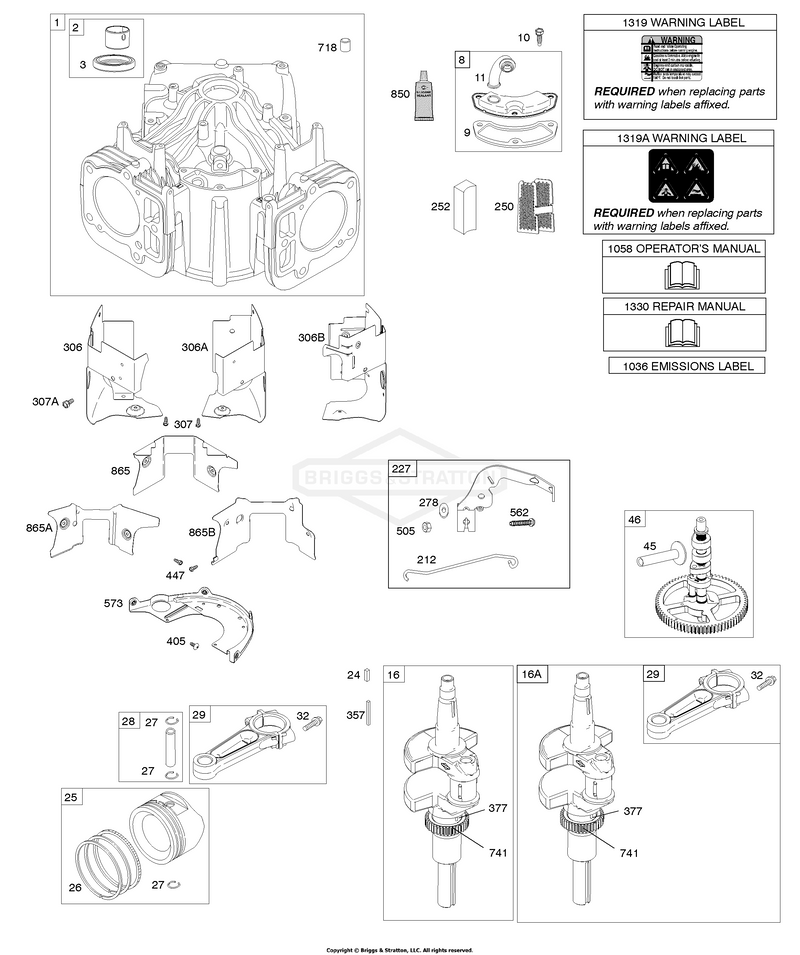 Cylinder, Crankshaft, Camshaft, Air Guides, Piston, Rings, Connecting Rod