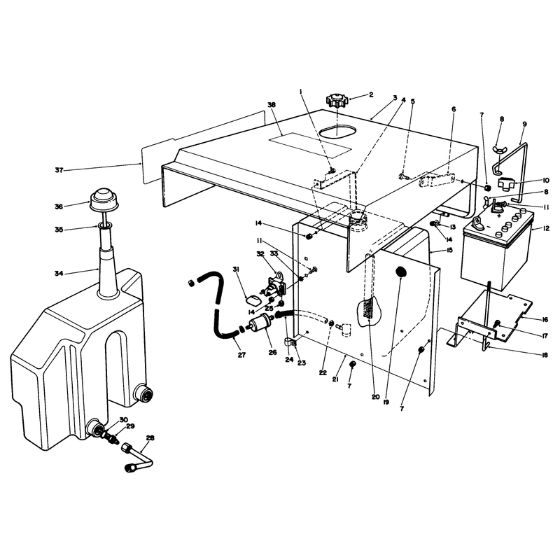 Hood Gas and Hydraulic Tank Assembly