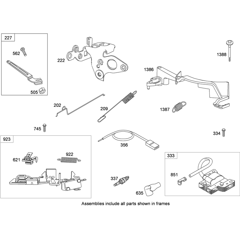 Governor Controls and Ignition Assembly Briggs and Stratton 124T02-0203-B1