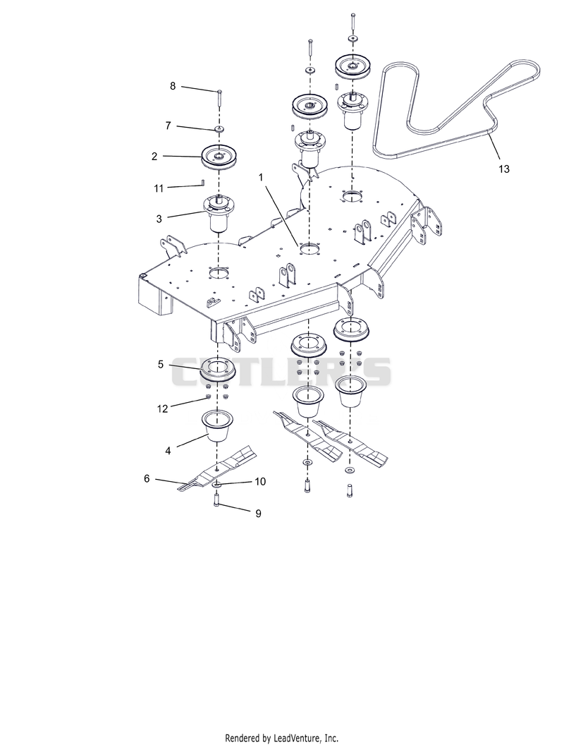 Deck, Belt, Blades and Spindles - 48"