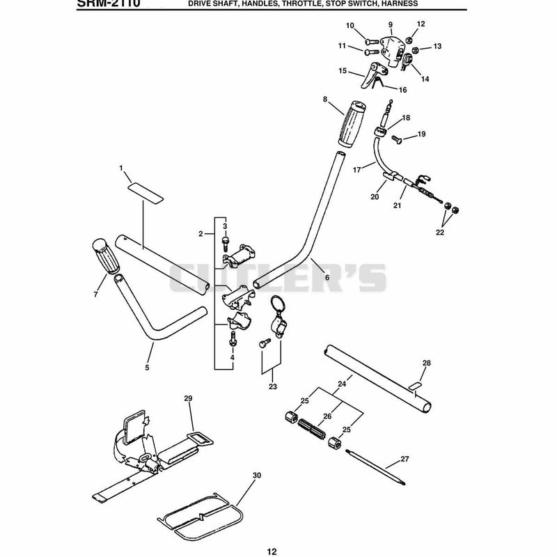Srm-2110  Drive Shaft, Handles, Throttle, Stop Switch, Harness
