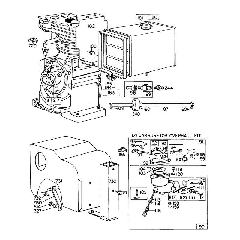 Carburetor Assembly (continued) (8 H.p. Snowthrower Model 38060)