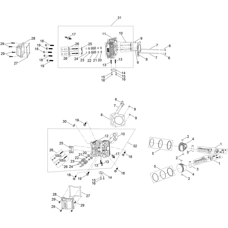 Piston and Cylinder Head Assembly