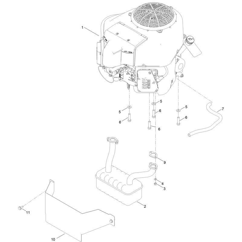 Engine and Muffler Assembly