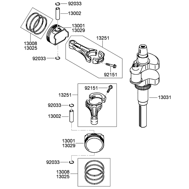 Piston and Crankshaft Assembly  Kawasaki FH680V-BS39