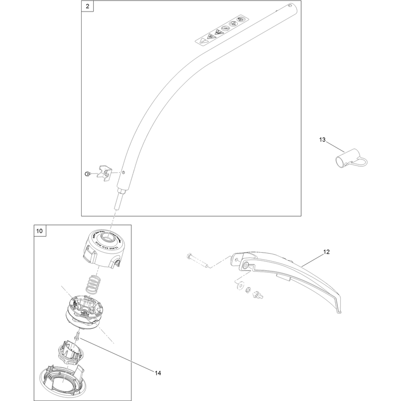Trimmer Head, Shaft and Guard Assembly