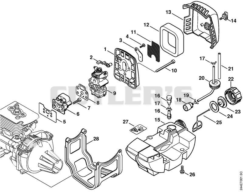 Air filter, Fuel tank