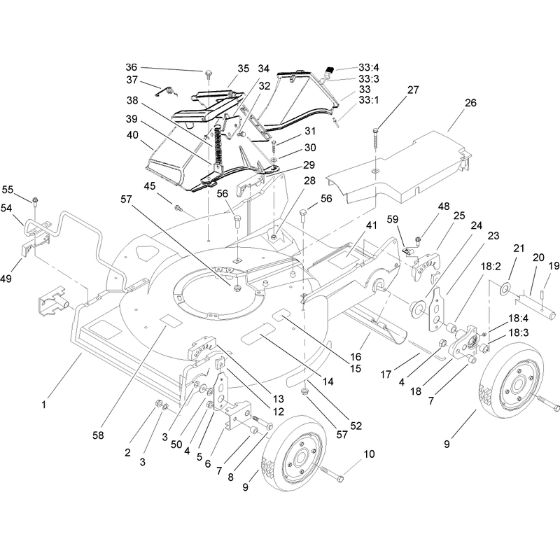 Deck Discharge Door and Wheel Assembly