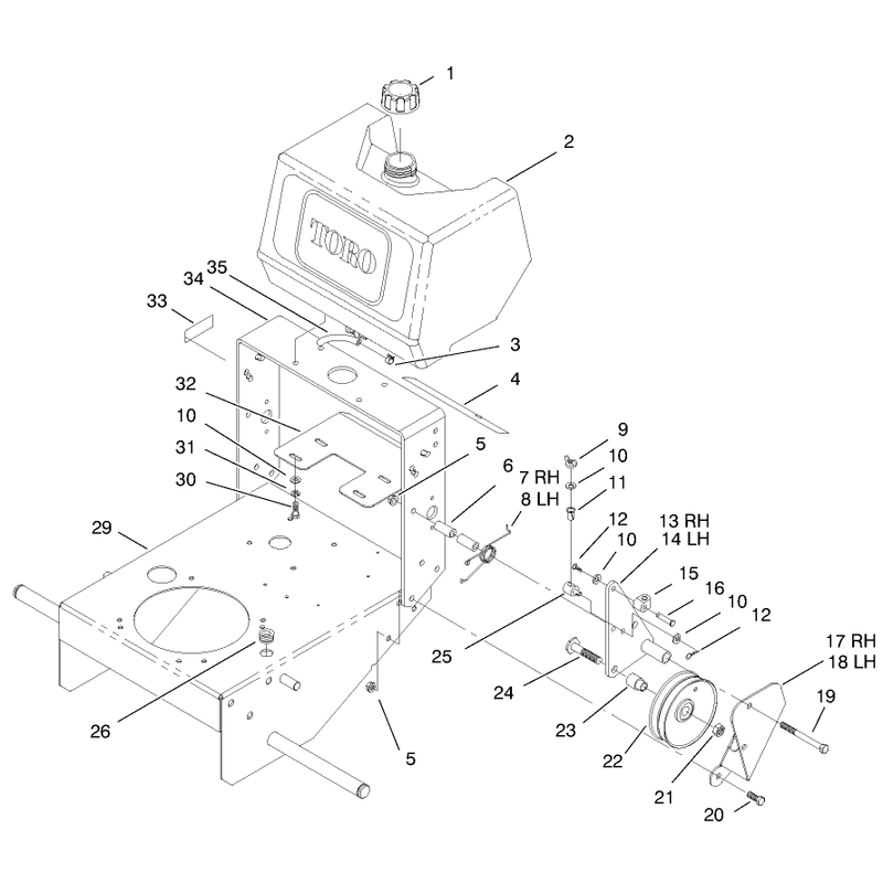 Fuel Tank and Idler Bracket Assembly