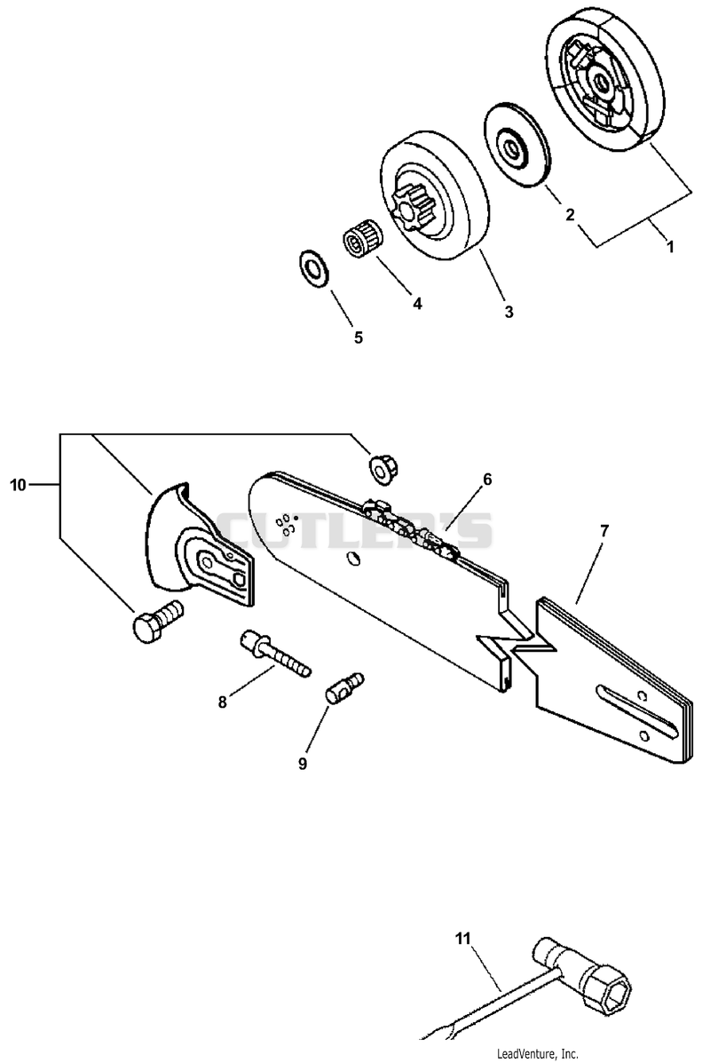 Clutch Assembly, Bar & Chain, Tools