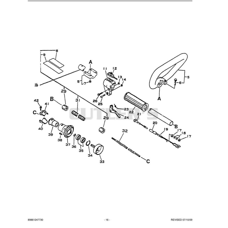 Driveshaft, Handles,Throttle, Stop Switch, Clutch Housing