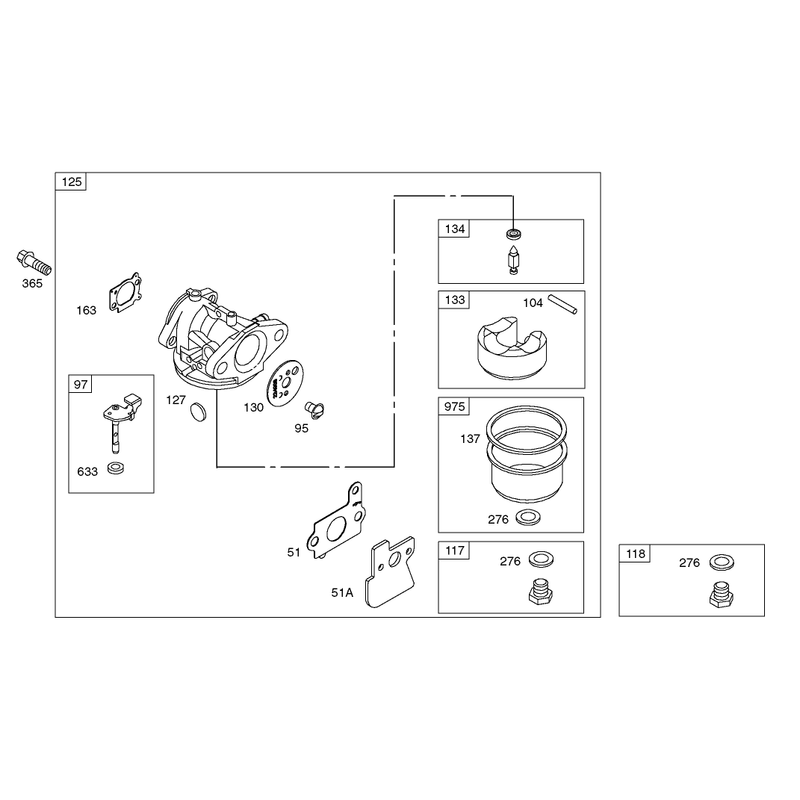 Carburetor Assembly Engine Briggs and Stratton Model 122607-0116-E1