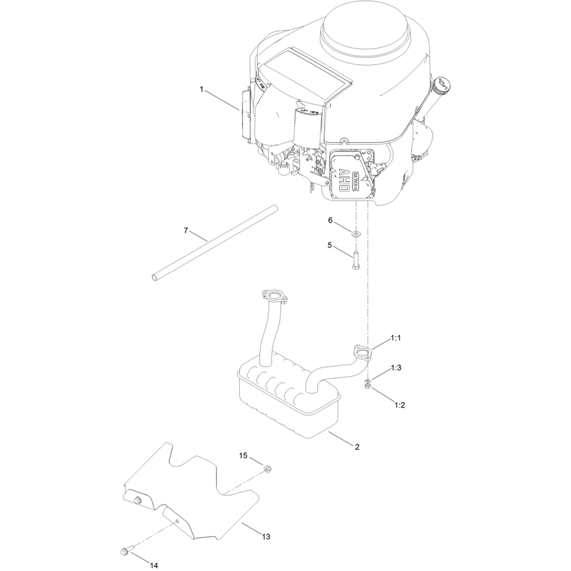 Engine and Muffler Assembly