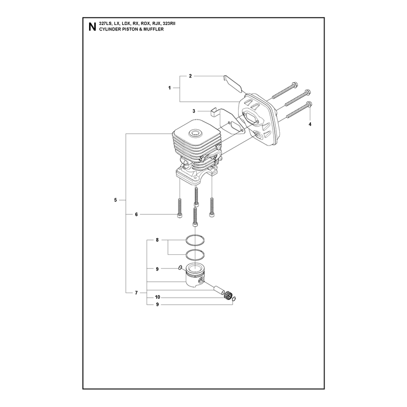 CYLINDER, PISTON AND MUFFLER