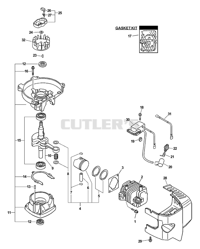 Engine, Ignition, Starter Pawl Asy, Cylinder Cover