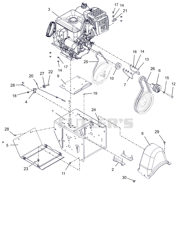 Engine, Frame and Belt Drive - 24"