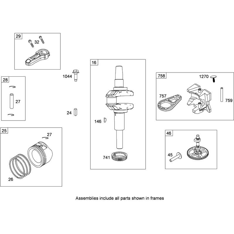 Crankshaft and PistonRing Assembly Briggs and Stratton 331777-0946-B2