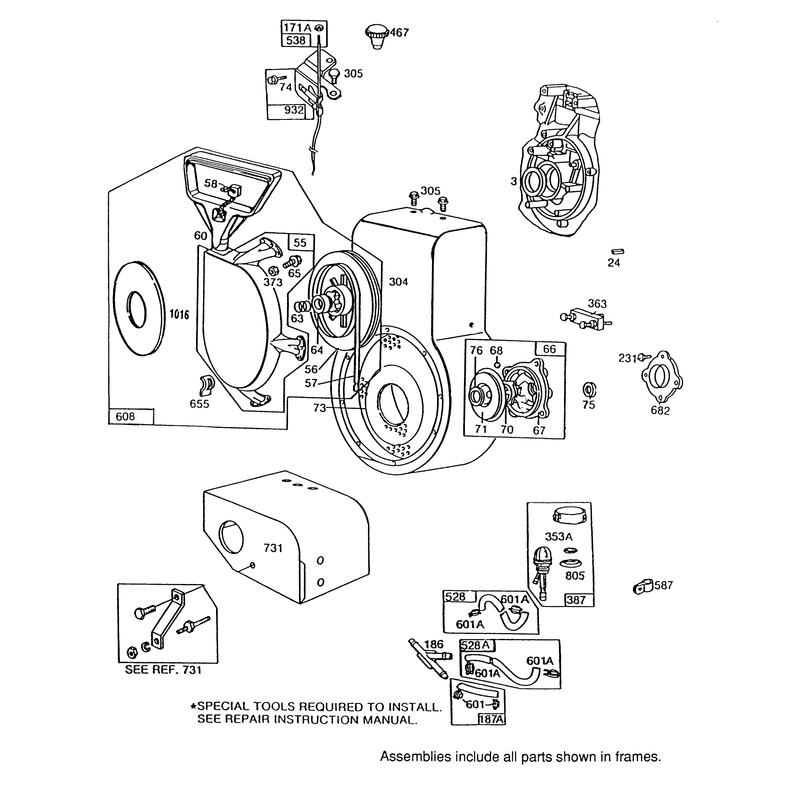 Engine Briggs & Stratton Model 252416 Type 0756-01 & 0757-01 (model No. 38580 & 38565)