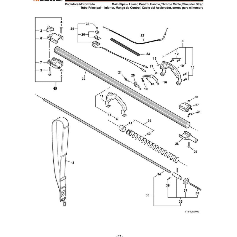 Tubo Principal -- Inferior, Mango de Control, Cable del Acelerador, co