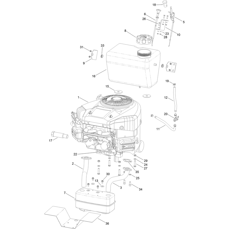 Engine and Muffler Assembly