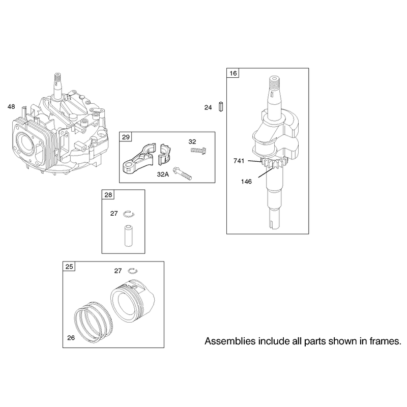 Crankshaft Assembly Engine Briggs and Stratton Model 122607-0116-E1