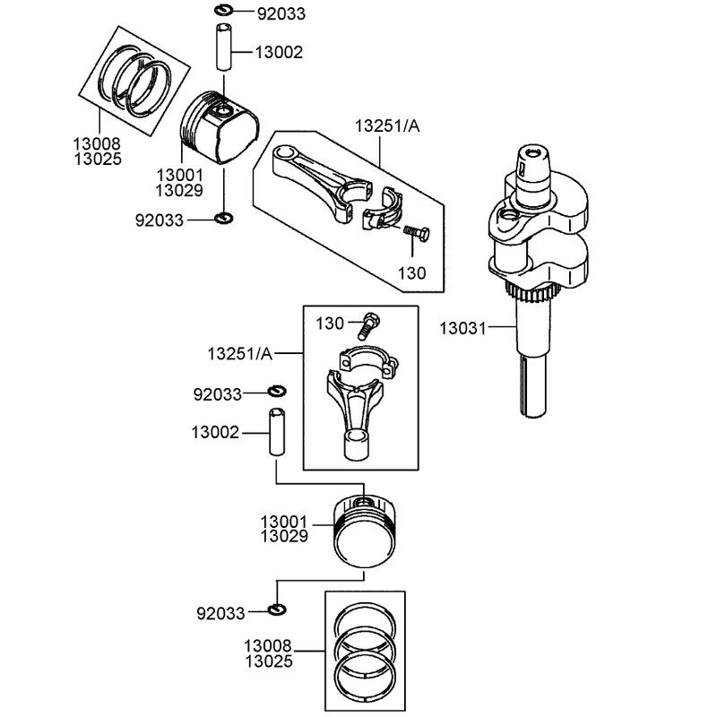 Piston and Crankshaft Assembly Kawasaki FH430V-AS28