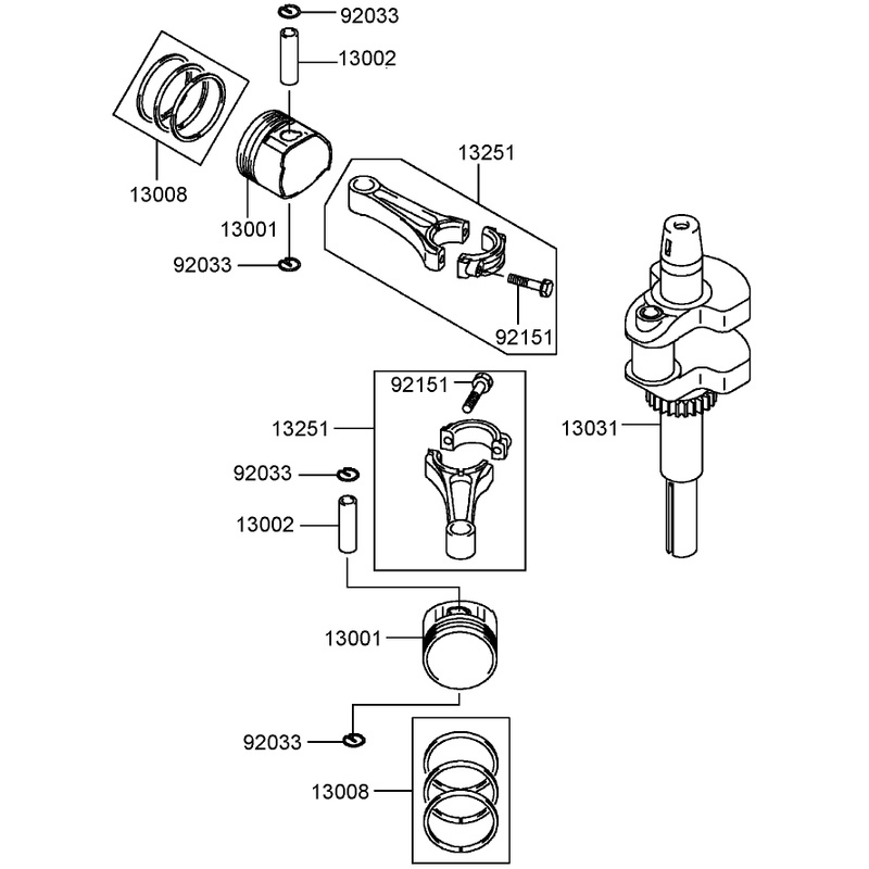 Piston and Crankshaft Assembly  Kawasaki FH580V-CS13-R