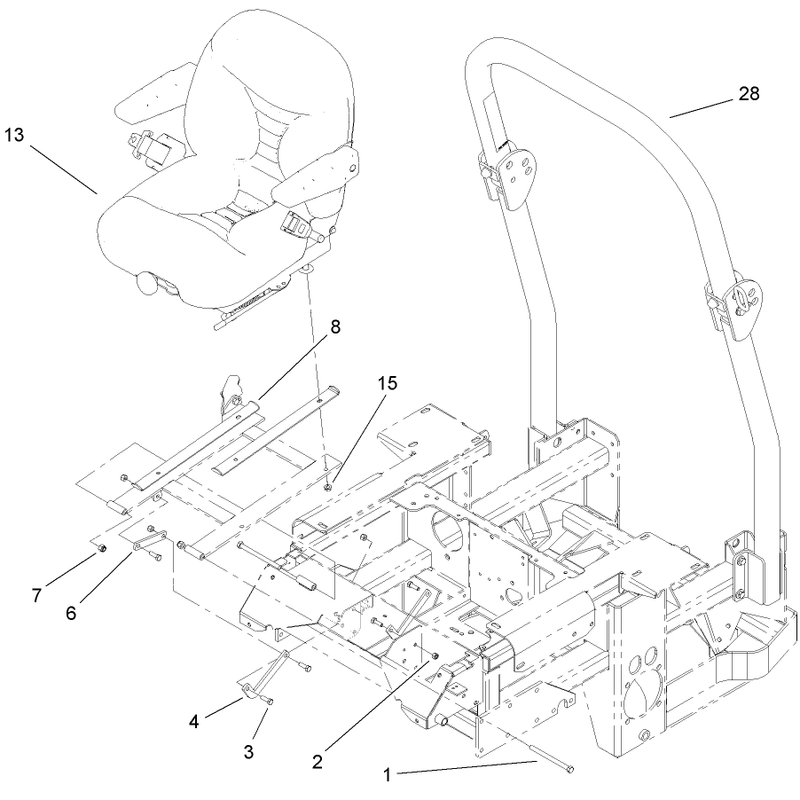 Seat and Roll Over Protection System Assembly
