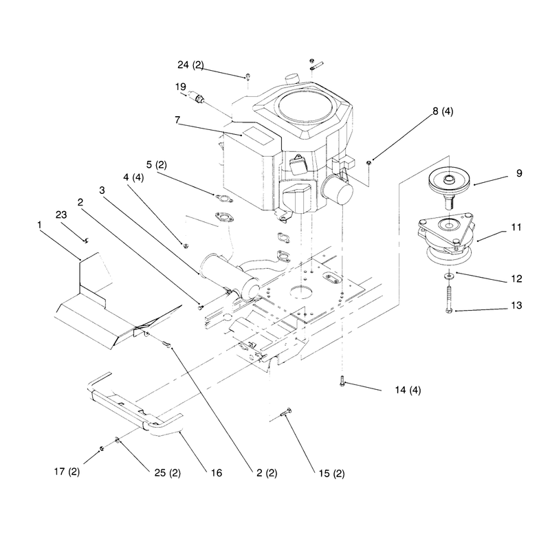 Twin Cylinder Engine Muffler and PTO