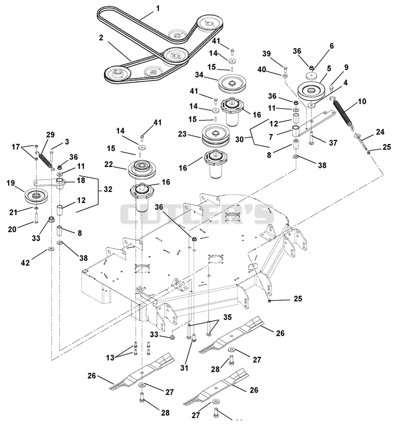 Belts, Spindles, Idlers And Blades - 44"